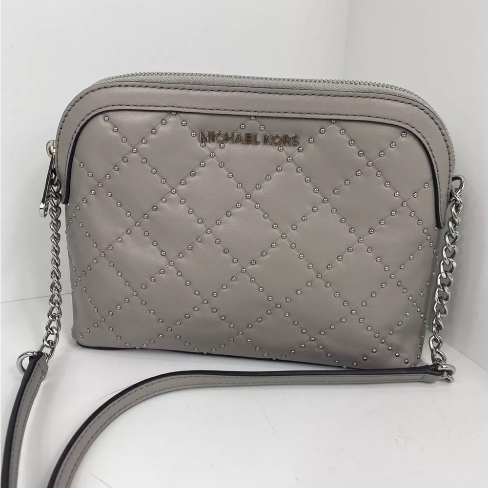 Michael Kors Jet Set Adele Grey Quilted Leather Crossbody Adjustable Strap XC - Picture 7 of 12